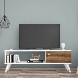 وحدة تلفزيون 30x50x120x30 سم - بني وأبيض