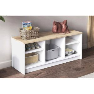 جزامة خشب ام دي اف رفين بيج و أبيض - 50x100x30 سم