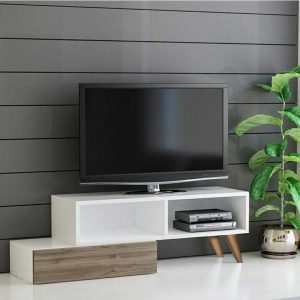 وحدة تلفزيون 30x50x120x30 سم - بيج وأبيض