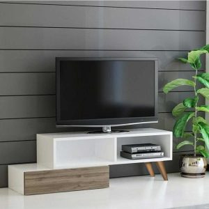 وحدة تلفزيون 30x50x120x30 سم - بيج وأبيض